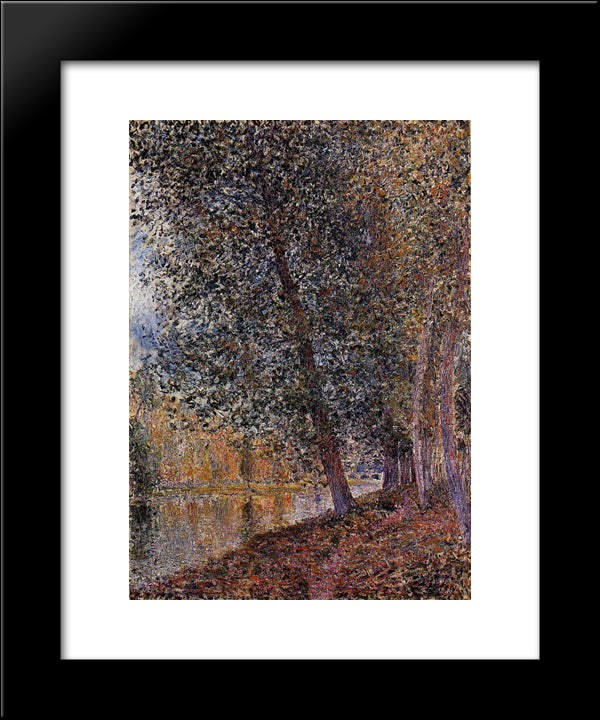 Banks Of The Loing, Autumn 20x24 Black Modern Wood Framed Art Print Poster by Sisley, Alfred