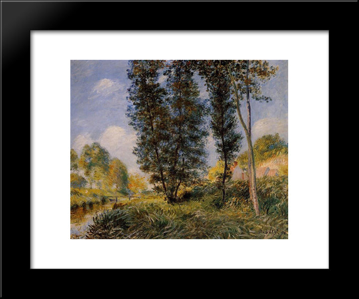 Banks Of The Orvanne 20x24 Black Modern Wood Framed Art Print Poster by Sisley, Alfred