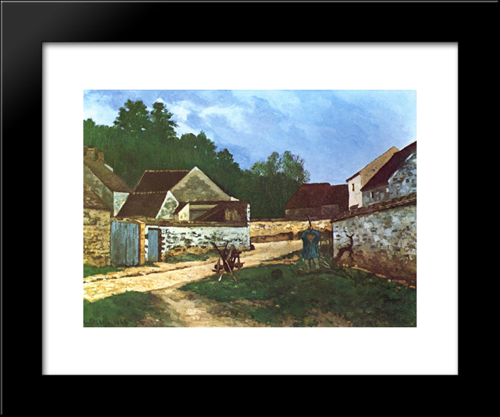 Dorfstrasse In Marlotte 20x24 Black Modern Wood Framed Art Print Poster by Sisley, Alfred