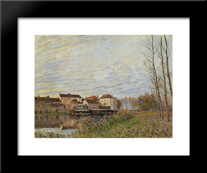 Evening In Moret, End Of October 20x24 Black Modern Wood Framed Art Print Poster by Sisley, Alfred