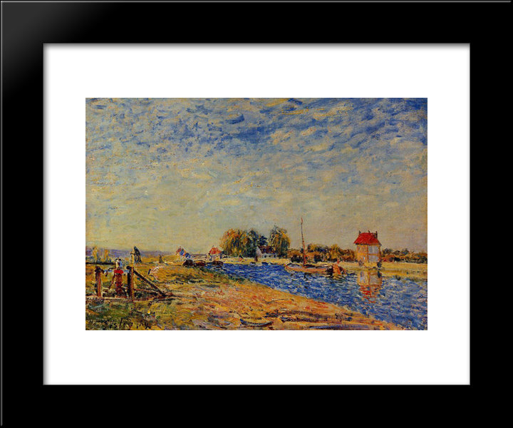 Morning Sun, Saint Mammes 20x24 Black Modern Wood Framed Art Print Poster by Sisley, Alfred