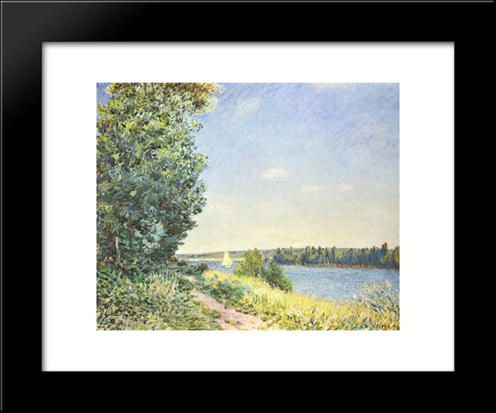 Normandy, The Water Path, In The Evening At Sahurs 20x24 Black Modern Wood Framed Art Print Poster by Sisley, Alfred