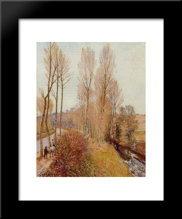 Path Along The Loing Canal 20x24 Black Modern Wood Framed Art Print Poster by Sisley, Alfred