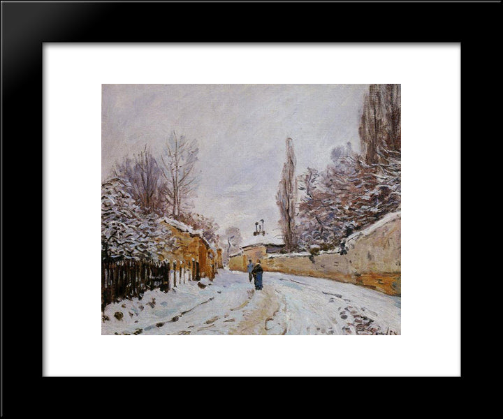 Road Under Snow, Louveciennes 20x24 Black Modern Wood Framed Art Print Poster by Sisley, Alfred