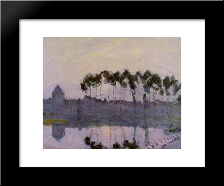 Setting Sun At Moret 20x24 Black Modern Wood Framed Art Print Poster by Sisley, Alfred