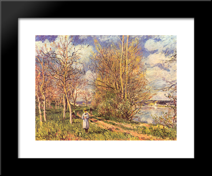 Small Meadows In Spring 20x24 Black Modern Wood Framed Art Print Poster by Sisley, Alfred