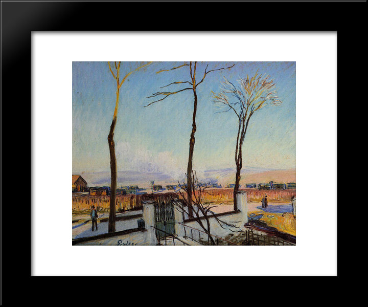 Snow Effect At Moret 20x24 Black Modern Wood Framed Art Print Poster by Sisley, Alfred