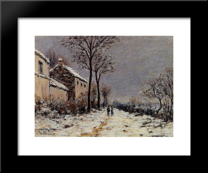 Snow Effect At Veneux 20x24 Black Modern Wood Framed Art Print Poster by Sisley, Alfred