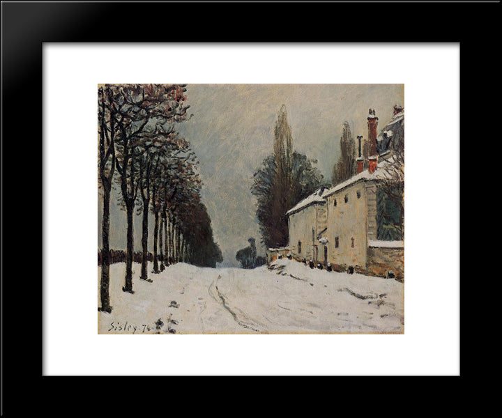 Snow On The Road, Louveciennes (Chemin De La Machine) 20x24 Black Modern Wood Framed Art Print Poster by Sisley, Alfred
