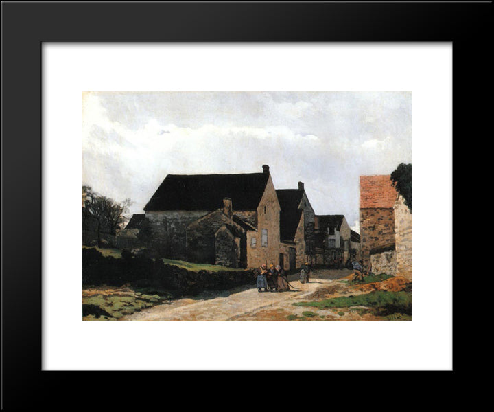Street Of Marlotte (Also Known As Women Going To The Woods) 20x24 Black Modern Wood Framed Art Print Poster by Sisley, Alfred