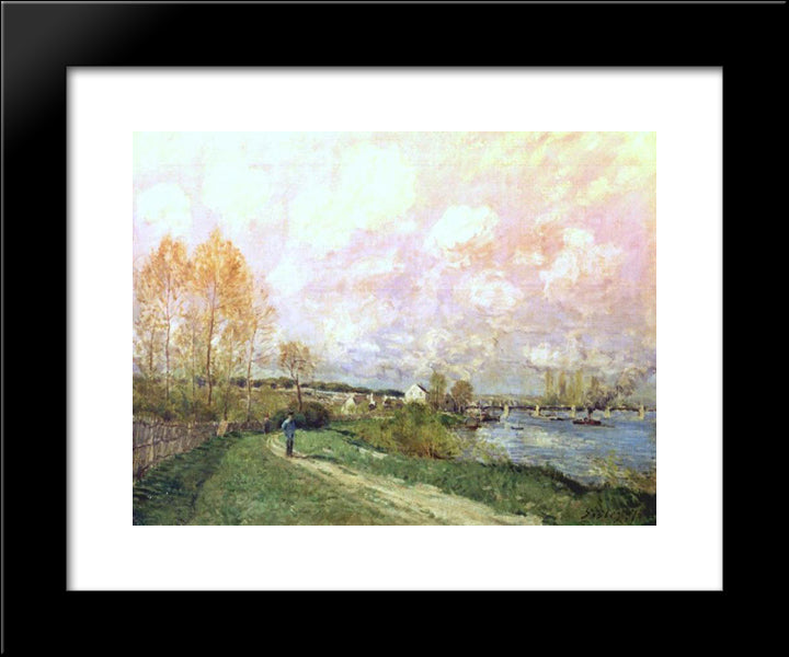 Summer At Bougival 20x24 Black Modern Wood Framed Art Print Poster by Sisley, Alfred