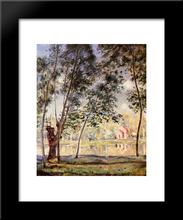 Sunny Afternoon Willows By The Loing 20x24 Black Modern Wood Framed Art Print Poster by Sisley, Alfred