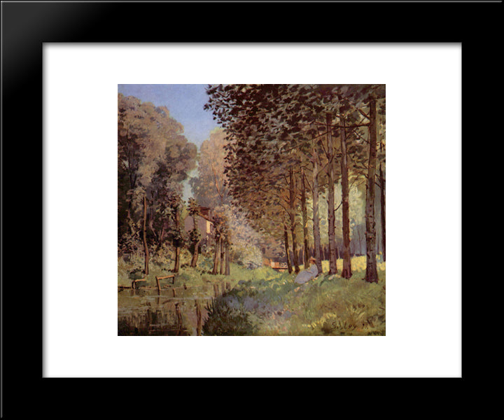 The Rest Beside D`Un Creek 20x24 Black Modern Wood Framed Art Print Poster by Sisley, Alfred