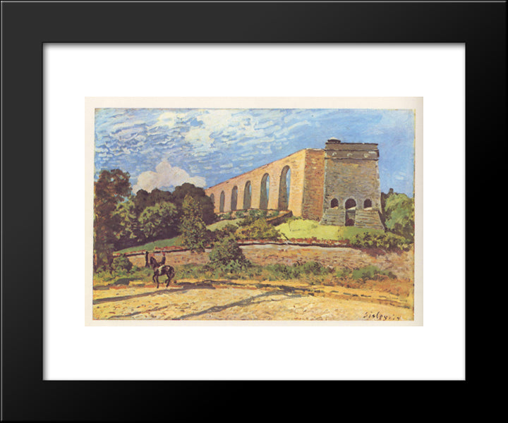 The Aqueduct At Marly 20x24 Black Modern Wood Framed Art Print Poster by Sisley, Alfred