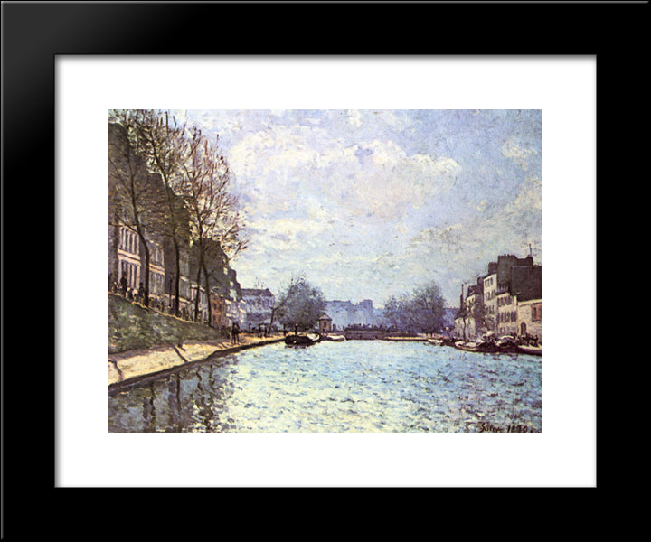 View Of The Canal Saint Martin 20x24 Black Modern Wood Framed Art Print Poster by Sisley, Alfred
