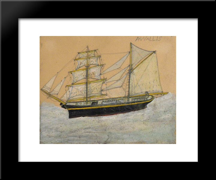 Brigantine With Figurehead 20x24 Black Modern Wood Framed Art Print Poster by Wallis, Alfred