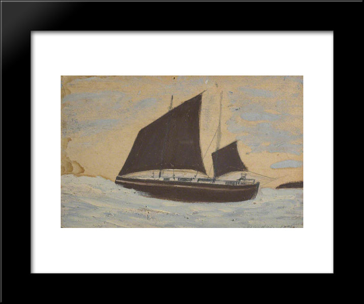 Brown Sailing Boat 20x24 Black Modern Wood Framed Art Print Poster by Wallis, Alfred