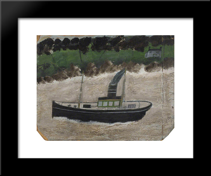 Coaster By A Shore With A House 20x24 Black Modern Wood Framed Art Print Poster by Wallis, Alfred