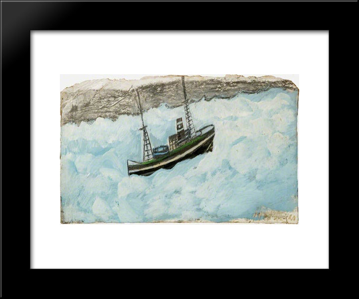 Fishing Boat 20x24 Black Modern Wood Framed Art Print Poster by Wallis, Alfred