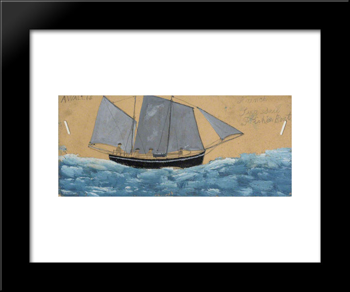 French Lugsail Fishing Boat 20x24 Black Modern Wood Framed Art Print Poster by Wallis, Alfred