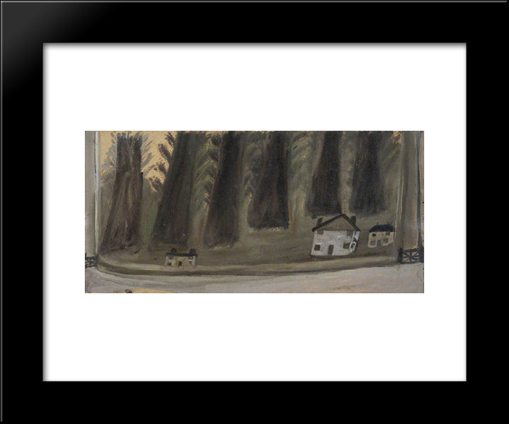 Houses And Big Trees 20x24 Black Modern Wood Framed Art Print Poster by Wallis, Alfred
