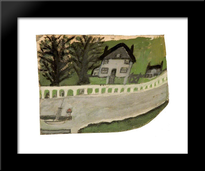 Landscape With A House And Trees 20x24 Black Modern Wood Framed Art Print Poster by Wallis, Alfred