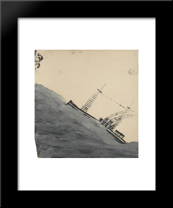 Motor Vessel Mounting A Wave 20x24 Black Modern Wood Framed Art Print Poster by Wallis, Alfred