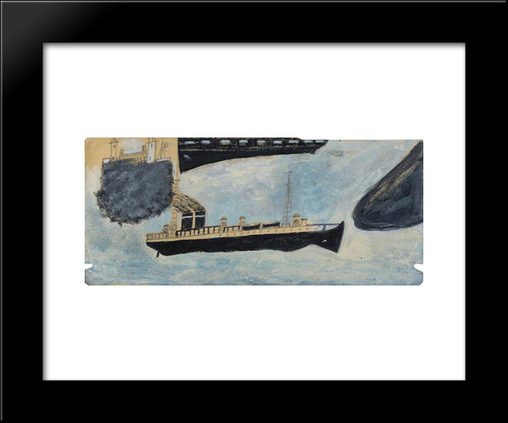 Motor Vessel With Four Men 20x24 Black Modern Wood Framed Art Print Poster by Wallis, Alfred