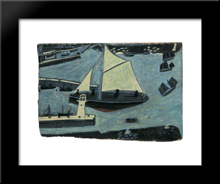 Penzance Harbour Entrance 20x24 Black Modern Wood Framed Art Print Poster by Wallis, Alfred