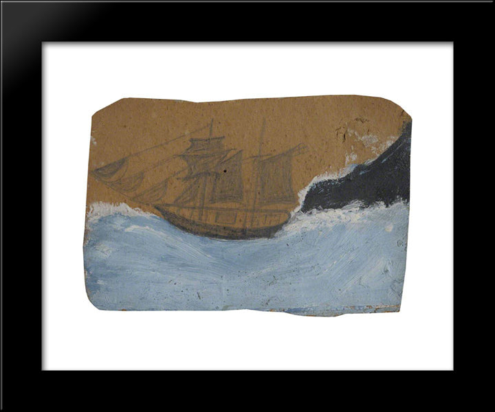 Schooner On A Blue Sea 20x24 Black Modern Wood Framed Art Print Poster by Wallis, Alfred