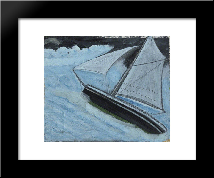 Small Boat In A Rough Sea 20x24 Black Modern Wood Framed Art Print Poster by Wallis, Alfred