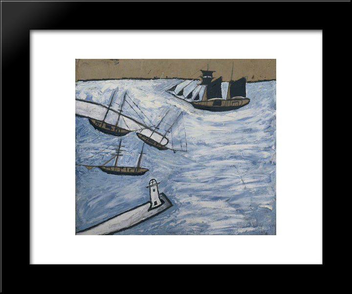 St Ives Harbour, Cornwall 20x24 Black Modern Wood Framed Art Print Poster by Wallis, Alfred