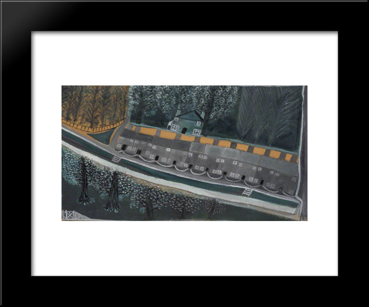 Street Of Houses And Trees 20x24 Black Modern Wood Framed Art Print Poster by Wallis, Alfred