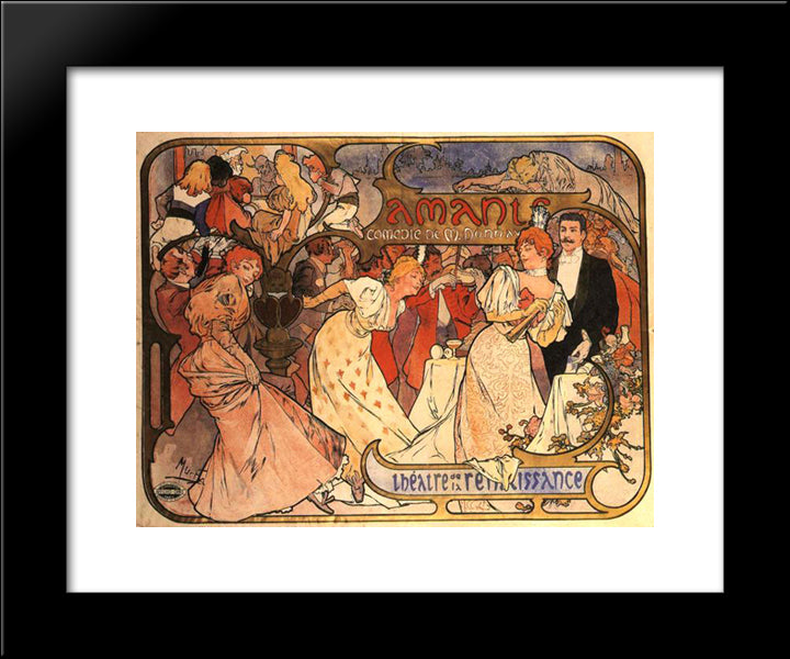 Amants 20x24 Black Modern Wood Framed Art Print Poster by Mucha, Alphonse
