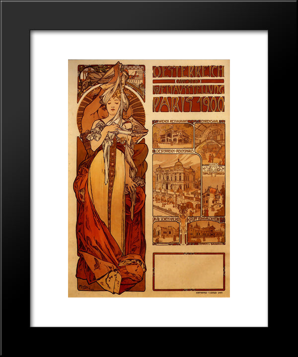 Austria 20x24 Black Modern Wood Framed Art Print Poster by Mucha, Alphonse