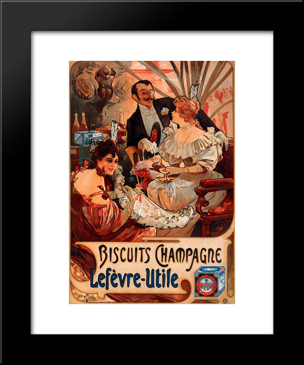 Biscuits Champagne Lefevre Utile 20x24 Black Modern Wood Framed Art Print Poster by Mucha, Alphonse