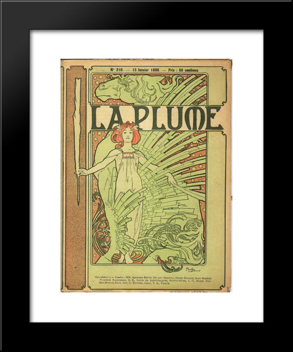 Cover Composed By Mucha For The French Literary And Artistic Review La Plume 20x24 Black Modern Wood Framed Art Print Poster by Mucha, Alphonse