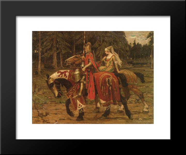 Heraldic Chivalry 20x24 Black Modern Wood Framed Art Print Poster by Mucha, Alphonse