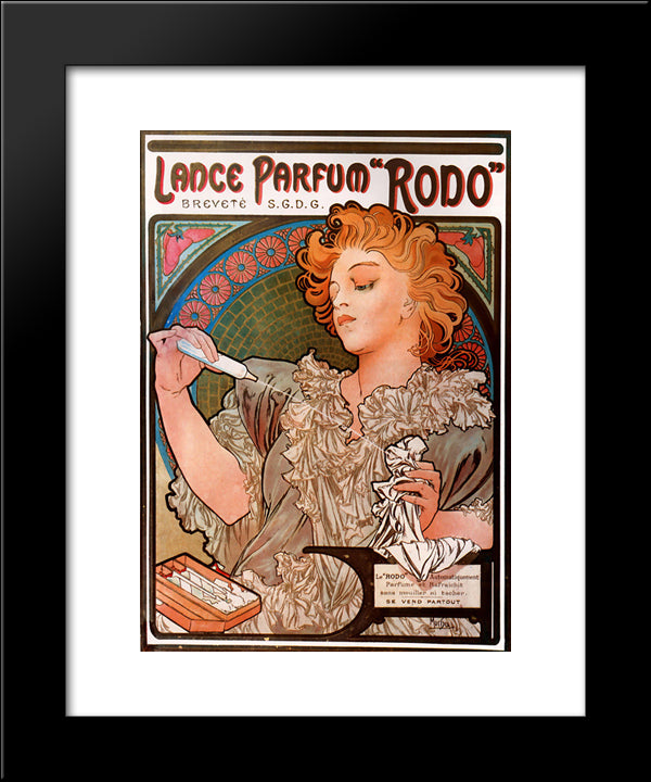 Lance Parfum Rodo 20x24 Black Modern Wood Framed Art Print Poster by Mucha, Alphonse