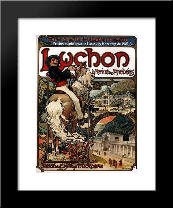 Luchon 20x24 Black Modern Wood Framed Art Print Poster by Mucha, Alphonse