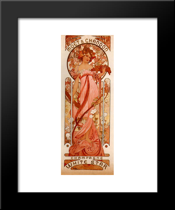 Moet And Chandon White Star 20x24 Black Modern Wood Framed Art Print Poster by Mucha, Alphonse