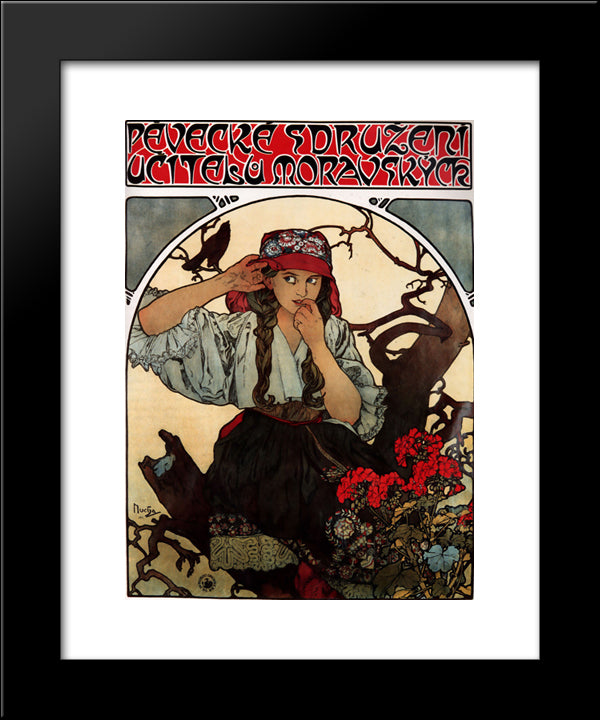 Moravian Teachers Choir 20x24 Black Modern Wood Framed Art Print Poster by Mucha, Alphonse