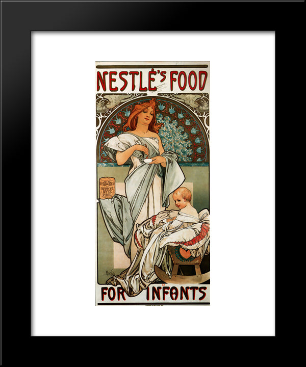 Nestle`S Food For Infants 20x24 Black Modern Wood Framed Art Print Poster by Mucha, Alphonse