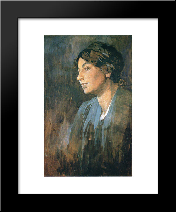 Portrait Of Marushka, Artist S Wife 20x24 Black Modern Wood Framed Art Print Poster by Mucha, Alphonse