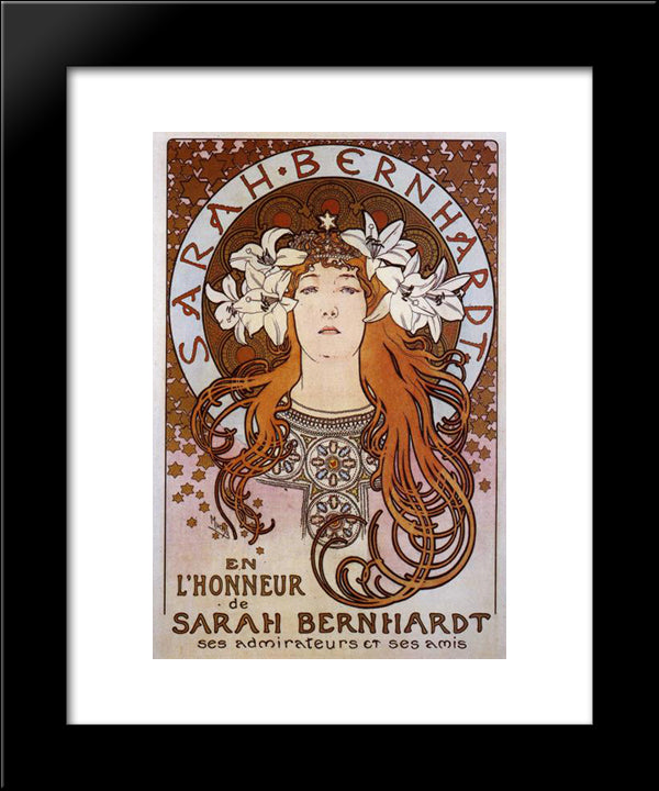 Sarah Bernhardt 20x24 Black Modern Wood Framed Art Print Poster by Mucha, Alphonse