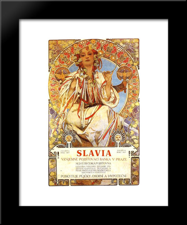 Slavia 20x24 Black Modern Wood Framed Art Print Poster by Mucha, Alphonse