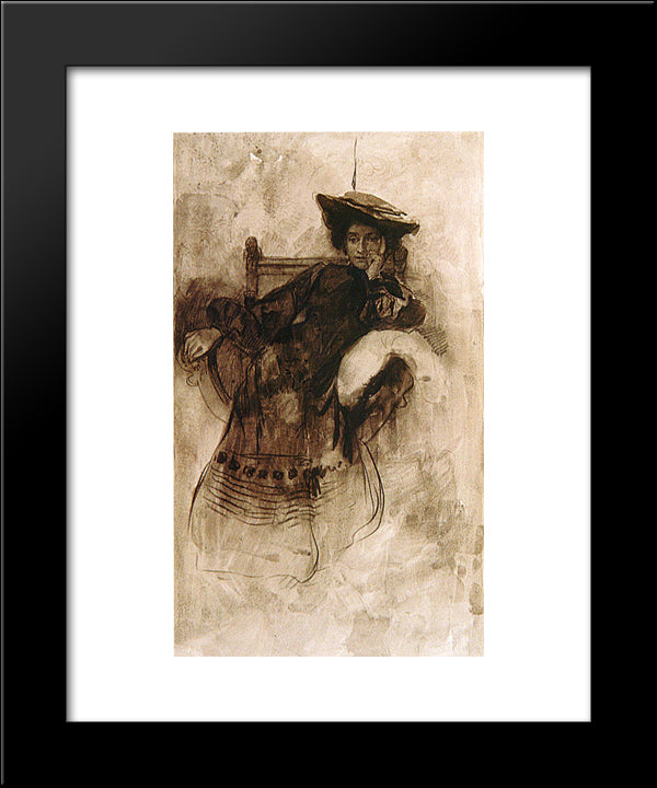 Study Of A Woman Sitting In An Armchair 20x24 Black Modern Wood Framed Art Print Poster by Mucha, Alphonse