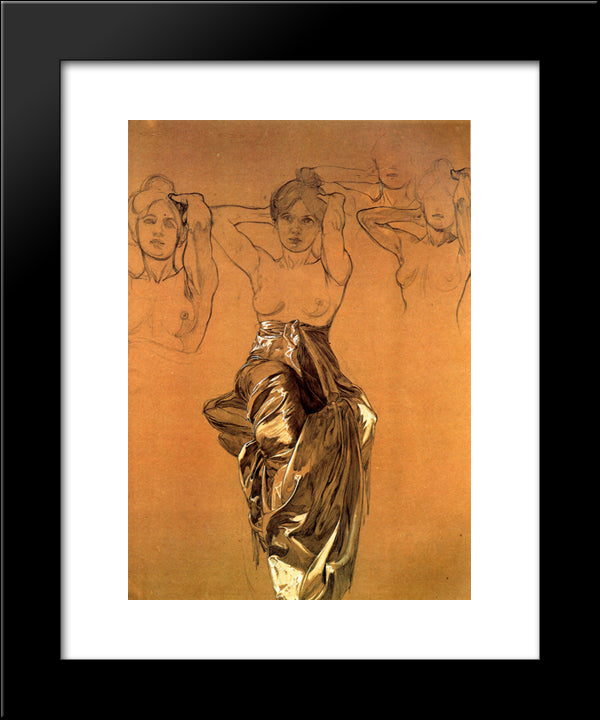 Study Of Drapery 20x24 Black Modern Wood Framed Art Print Poster by Mucha, Alphonse