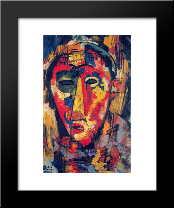 Green Eye Mask 20x24 Black Modern Wood Framed Art Print Poster by Souza Cardoso, Amadeo de