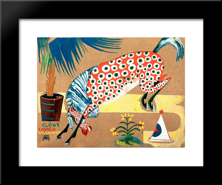 Sem Ttulo (Clown, Cavalo, Salamandra) 20x24 Black Modern Wood Framed Art Print Poster by Souza Cardoso, Amadeo de